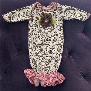 Floral Baby Gown with Ruffle Hem